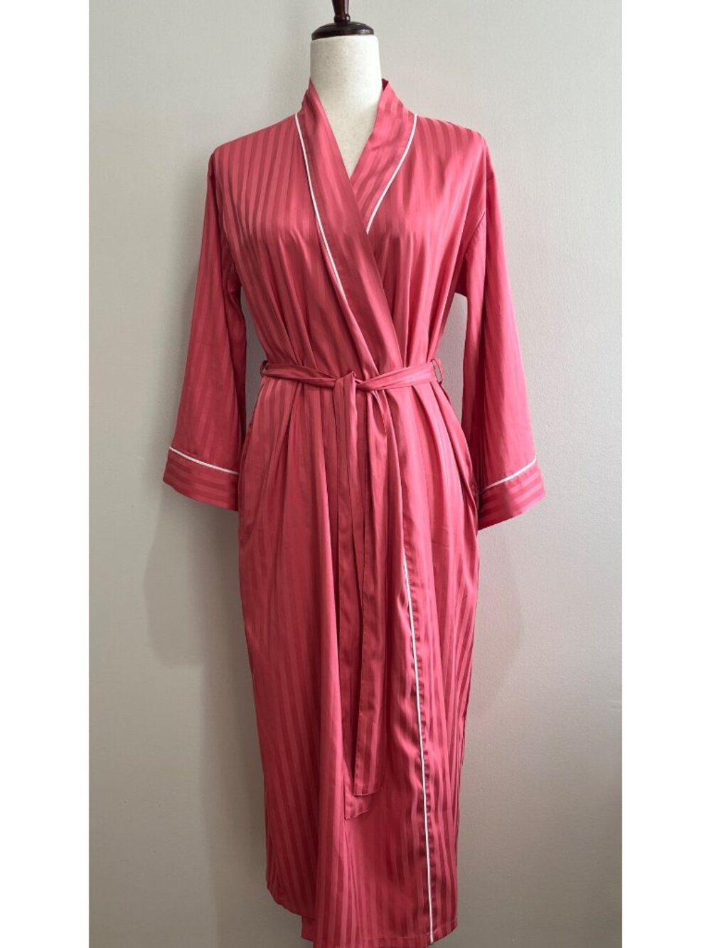 Auden Shadow Satin Robe Womens XS/S Coral Stripe